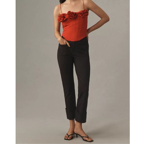 Anthropologie Maeve Bombshell Cuff Capri Pants Black 32 - Picture 3 of 11